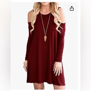 XS cold shoulder long-sleeve swing dress